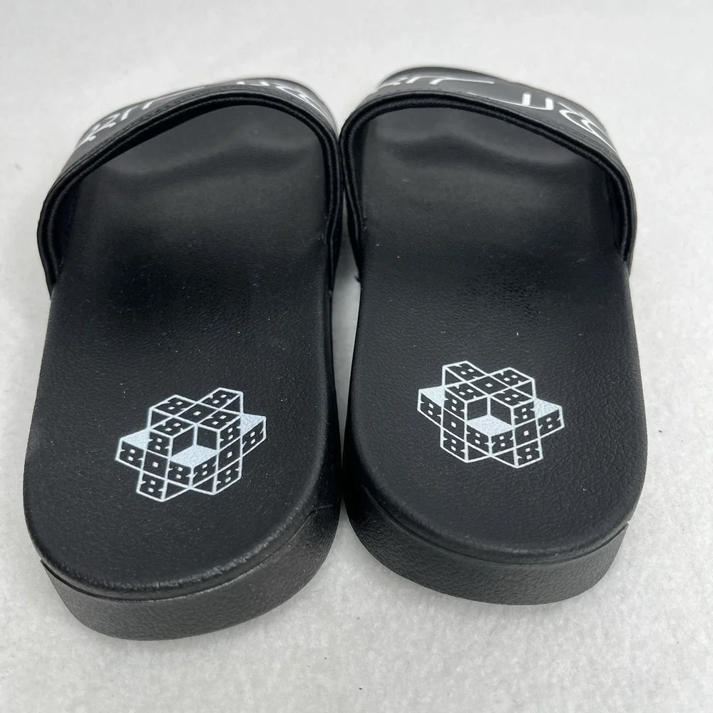 Black Summer Casual Slide Strap Slip On‎ Shower Sandals Men's Size 6